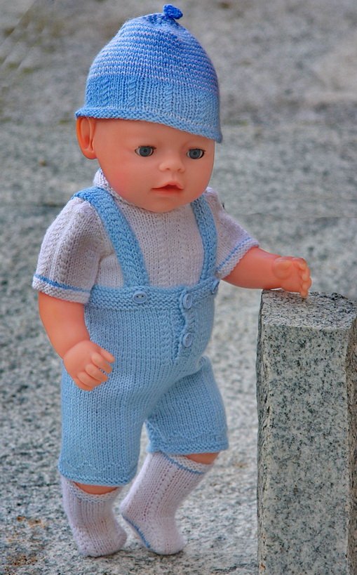 Lovely doll knitting pattern to Baby born in light blue ...