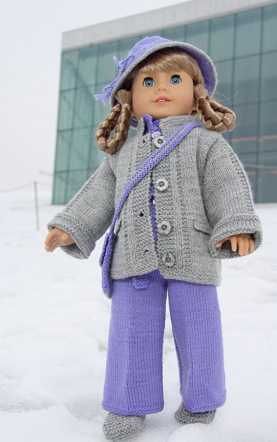 Now you can knit this lovely suit to your doll; suitable for play and outdoor...