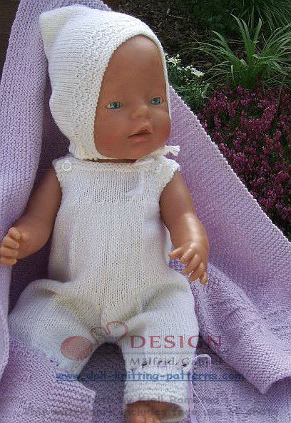 #143 Doll Prem Baby Girl Boys H12" Playsuit & 2x Outfits DK Knitting Pattern 