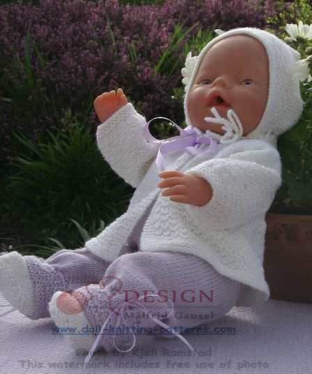 Lovely doll knitting pattern Model 0001D Lisa - CARDIGAN, HAT, PANTS (Long and shorter pants), SOCKS and BLANKET