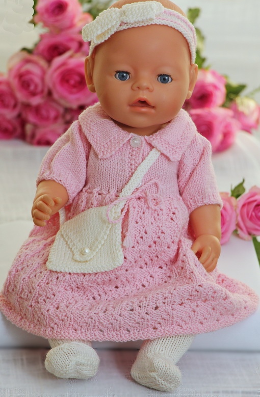 Gorgeous pink dress knitted to my doll