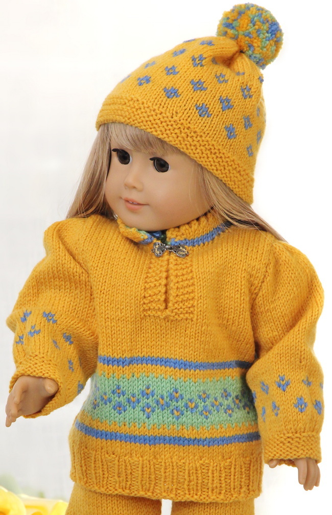 Midtpunktet i dette ensemblet er genseren, strikket i en strålende gul farge for å fange essensen av påsken.