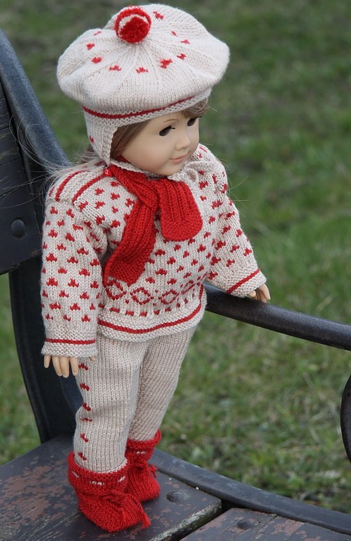 Knit doll dress with this lovely doll knitting pattern