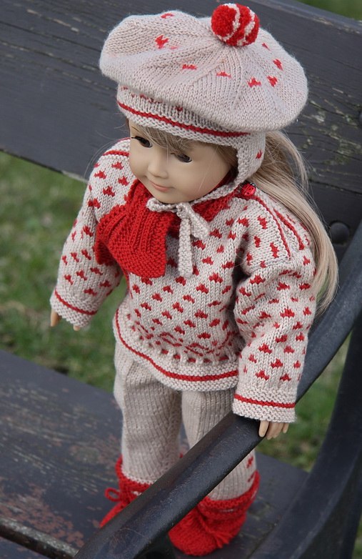 Knit doll dress with this lovely doll knitting pattern