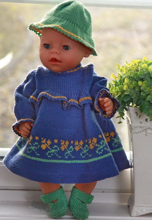 Lovely doll knitting pattern to your Baby born