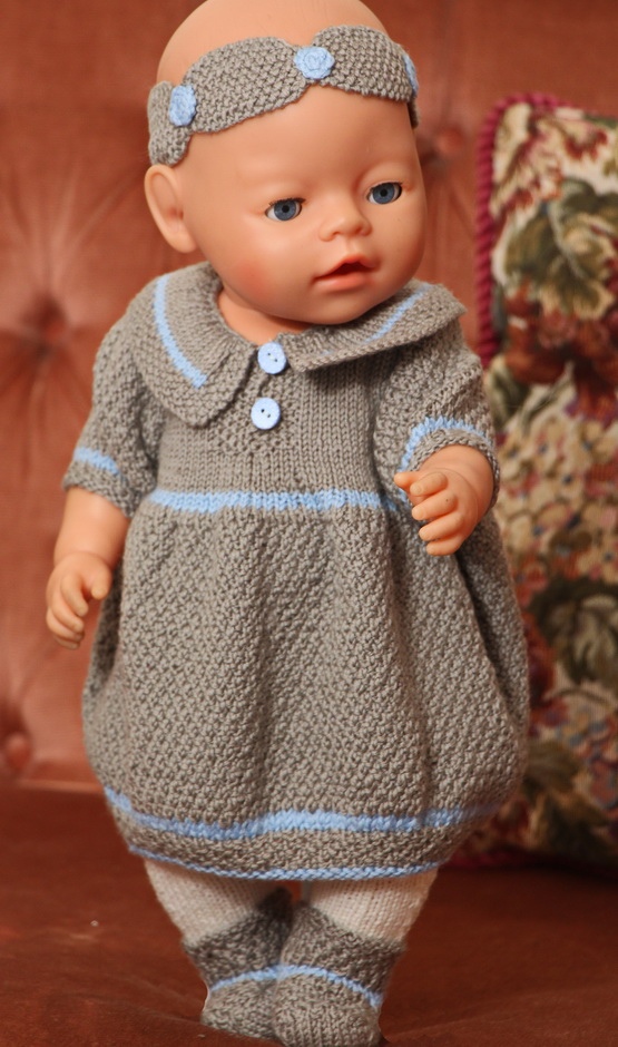 Beautiful knitting pattern doll dress