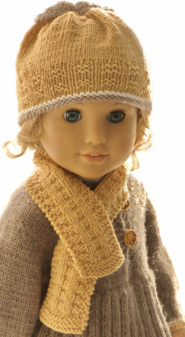 Together with a beautiful scarf knitted in ochre yellow