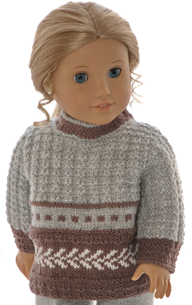 a lovely sweater knitted in brown and greyjpg