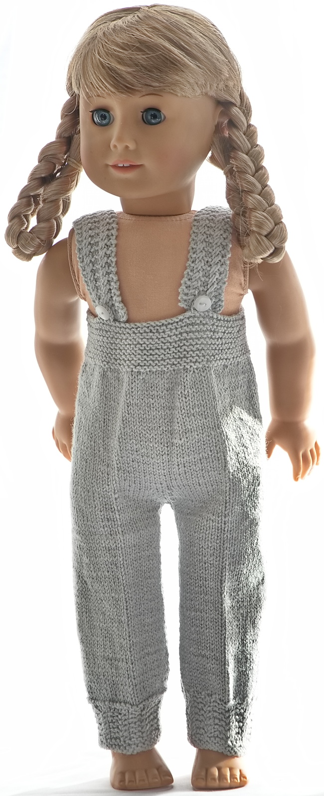 Knitted Doll Clothes: Grey Pants, Yellow and White Accessories