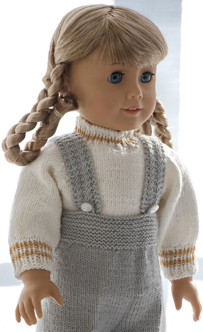 Doll Outfit Ideas: Grey Knitted Pants and Jacket with Yellow and White Accents