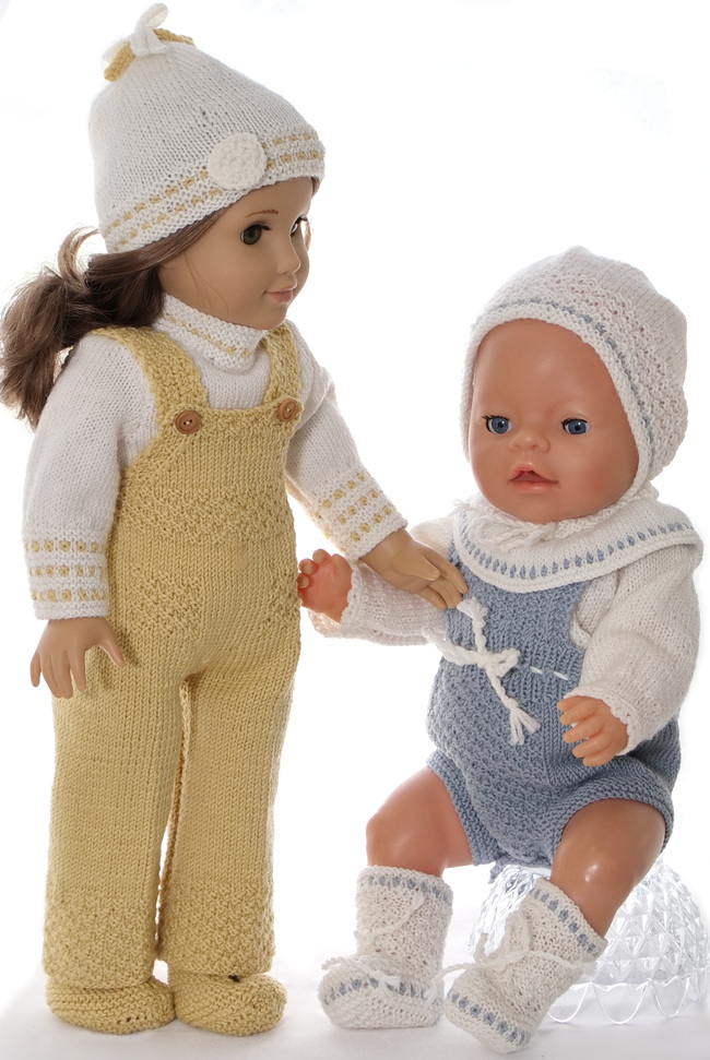 Hier haben Sie zwei schöne Outfits für Puppen. Ich hoffe, sie gefallen Ihnen und Sie werden sie gerne für Ihre Puppen stricken.
Viel Erfolg!